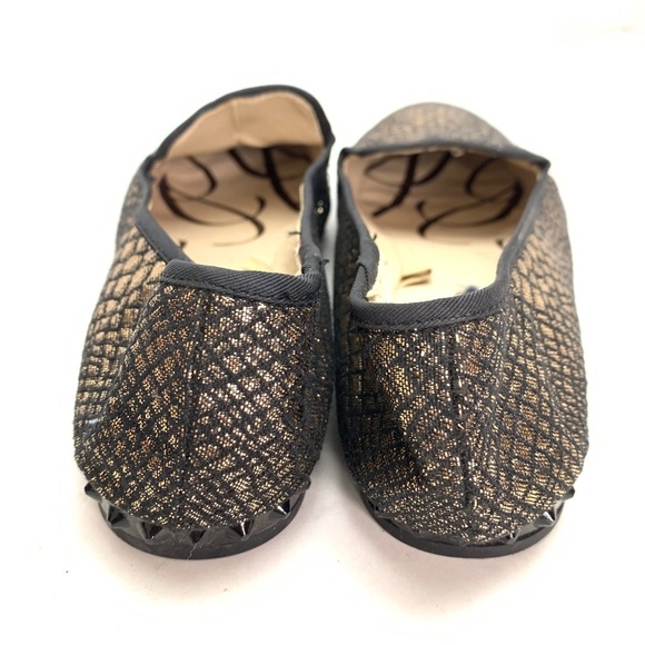 SAM & LIBBY EDELMAN Gold Black Loafers Flats sz 8 - Picture 2 of 16